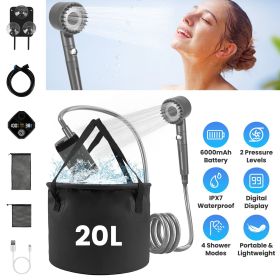 Portable Shower for Camping Include IPX7 Waterproof 6000mAh Rechargeable Shower Pump Filtered Shower Head 5.3Gallon Foldable Bucket For Hiking Be Portable Shower for Camping Include IPX7 Waterproof 6000mAh Rechargeable Shower Pump Filtered Shower Head 5.3Gallon Foldable Bucket For Hiking Be